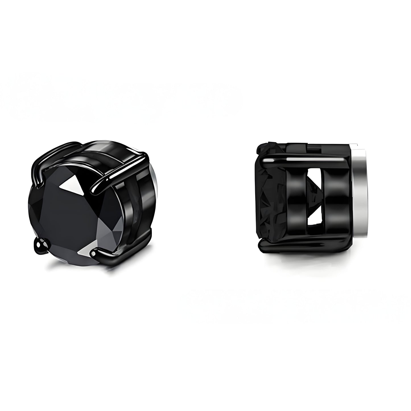 Stainless Steel Magnetic Stud Earrings for Men Women Unisex, 6/8mm 4-Prong Round CZ Inlaid Magnetic Earrings Non-Piercing Clip On Studs