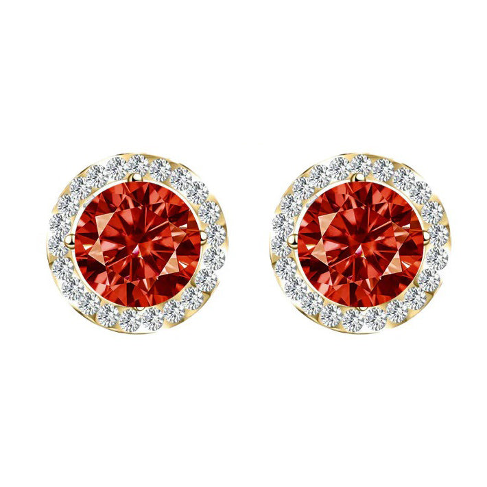 S925 Multicolor Moissanite Round Halo Stud Earrings with Threaded Needle, 8 Color Options, 0.1-3ct D-Grade VVS, Sterling Silver Jewelry for Men Women