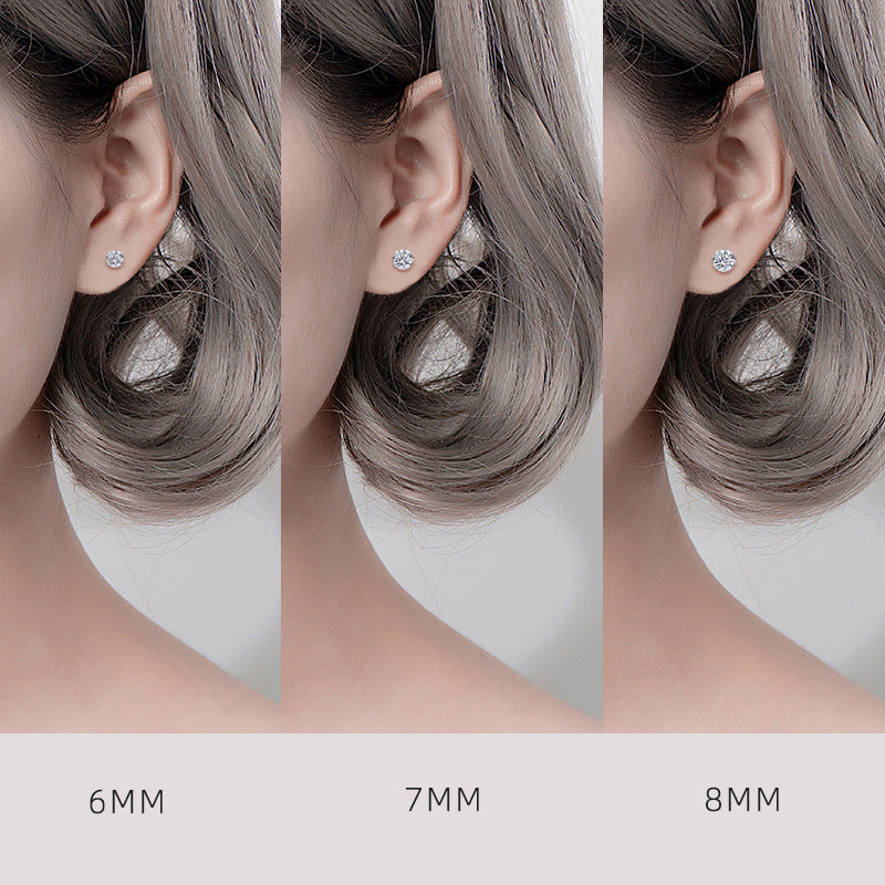 S999 Dazzling Minimalist CZ Stud Earrings, 2-8MM Cubic Zirconia Hypoallergenic Pure Sterling Silver Tiny Earrings for Sensitive Ears Daily