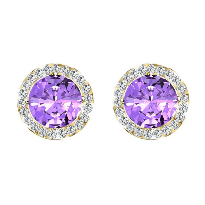 S925 Multicolor Moissanite Round Halo Stud Earrings with Threaded Needle, 8 Color Options, 0.1-3ct D-Grade VVS, Sterling Silver Jewelry for Men Women