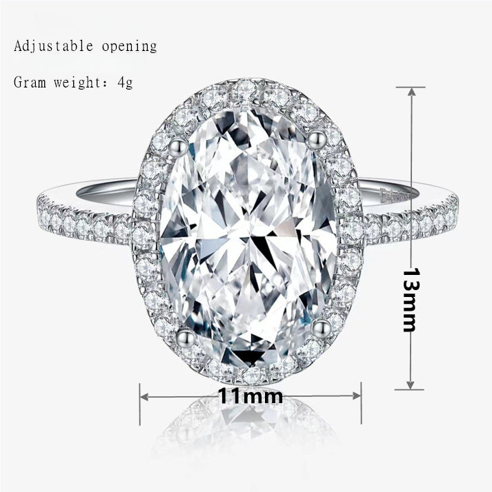 Dazzling 4 Carat Oval-Cut CZ Halo Adjustable Ring with Pave Band, Cubic Zirconia Luxury Design for Men and Women
