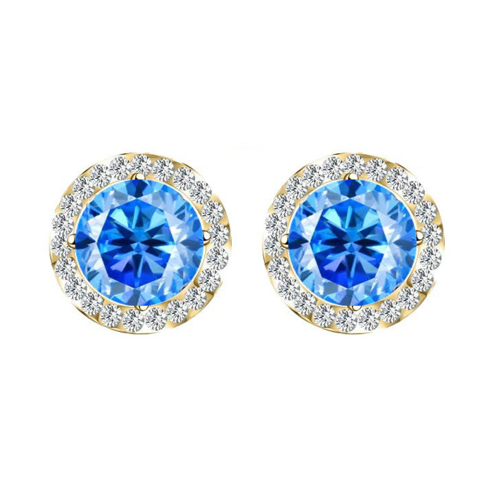 S925 Multicolor Moissanite Round Halo Stud Earrings with Threaded Needle, 8 Color Options, 0.1-3ct D-Grade VVS, Sterling Silver Jewelry for Men Women