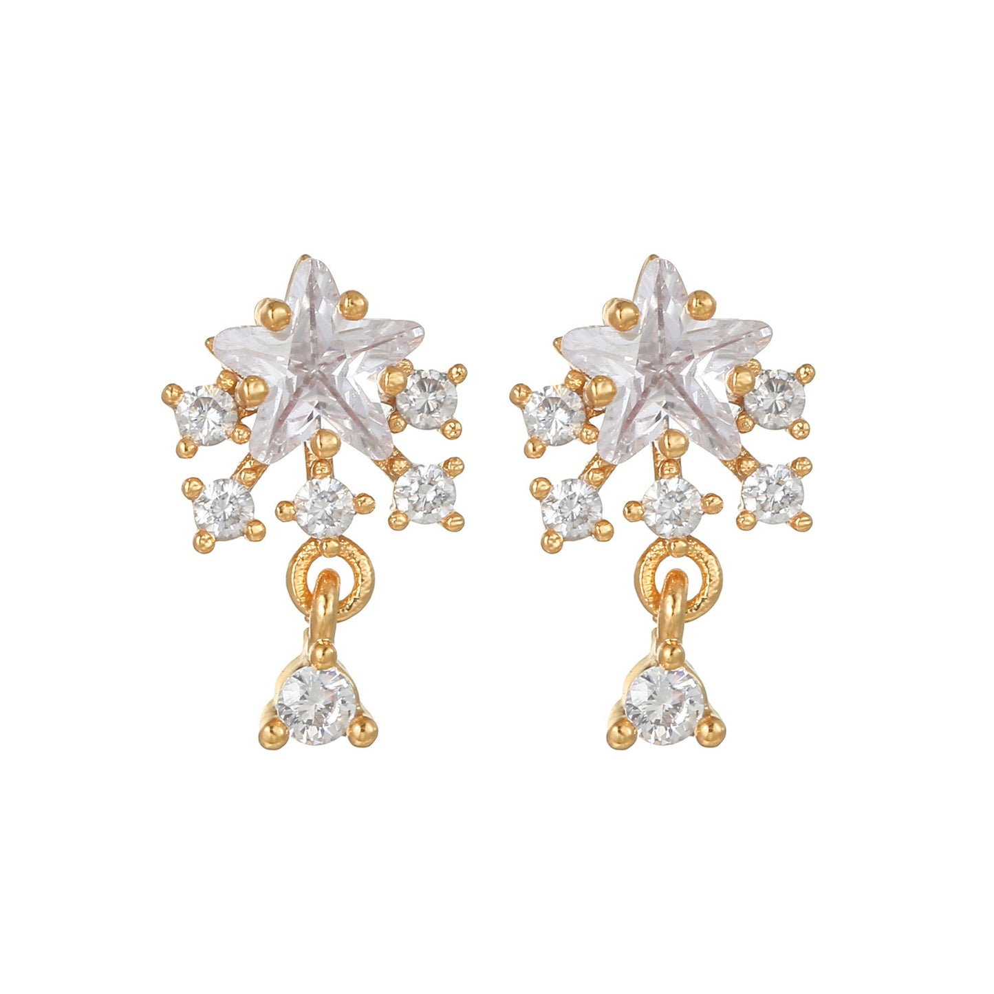 16 Pairs Pink Heart Stud Hoop Huggies Drop Earrings Set, 18K Gold Plated Stacking CZ & Pearl Designs, Planet Snowflake Moon Star
