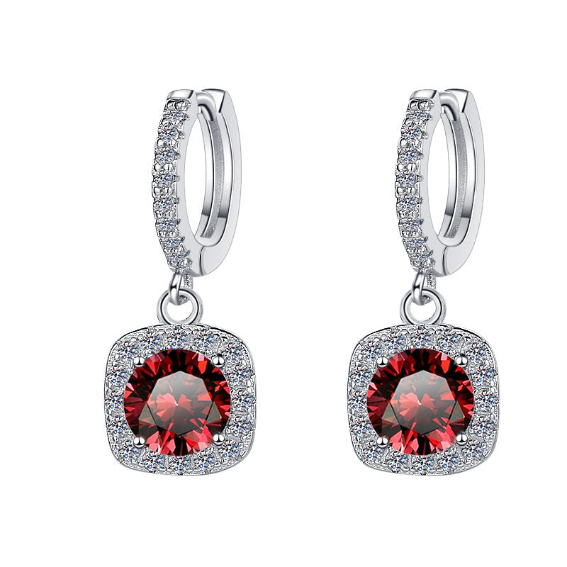 S925 Colorful Moissanite Halo Earrings with Pavé-Set Halo & Hoop, 1ct D-Grade VVS1 Moissanite in 12 Vibrant Colors with GAR certification, Sterling Silver Earrings