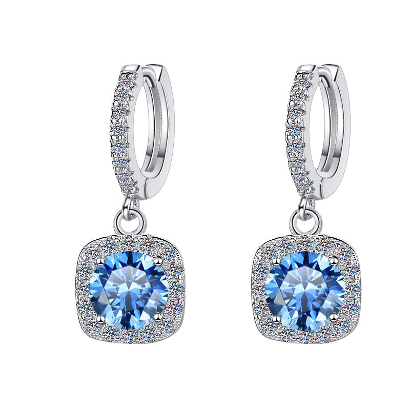 S925 Colorful Moissanite Halo Earrings with Pavé-Set Halo & Hoop, 1ct D-Grade VVS1 Moissanite in 12 Vibrant Colors with GAR certification, Sterling Silver Earrings