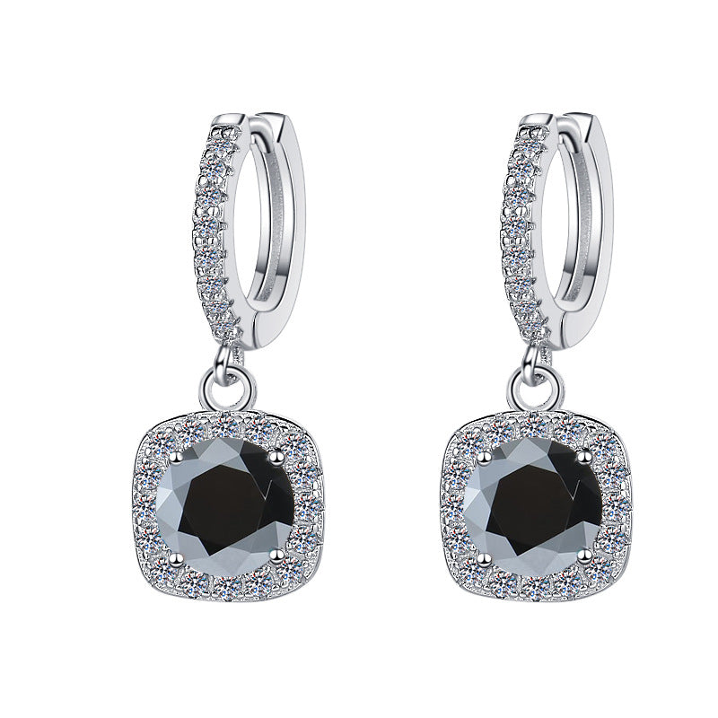 S925 Colorful Moissanite Halo Earrings with Pavé-Set Halo & Hoop, 1ct D-Grade VVS1 Moissanite in 12 Vibrant Colors with GAR certification, Sterling Silver Earrings