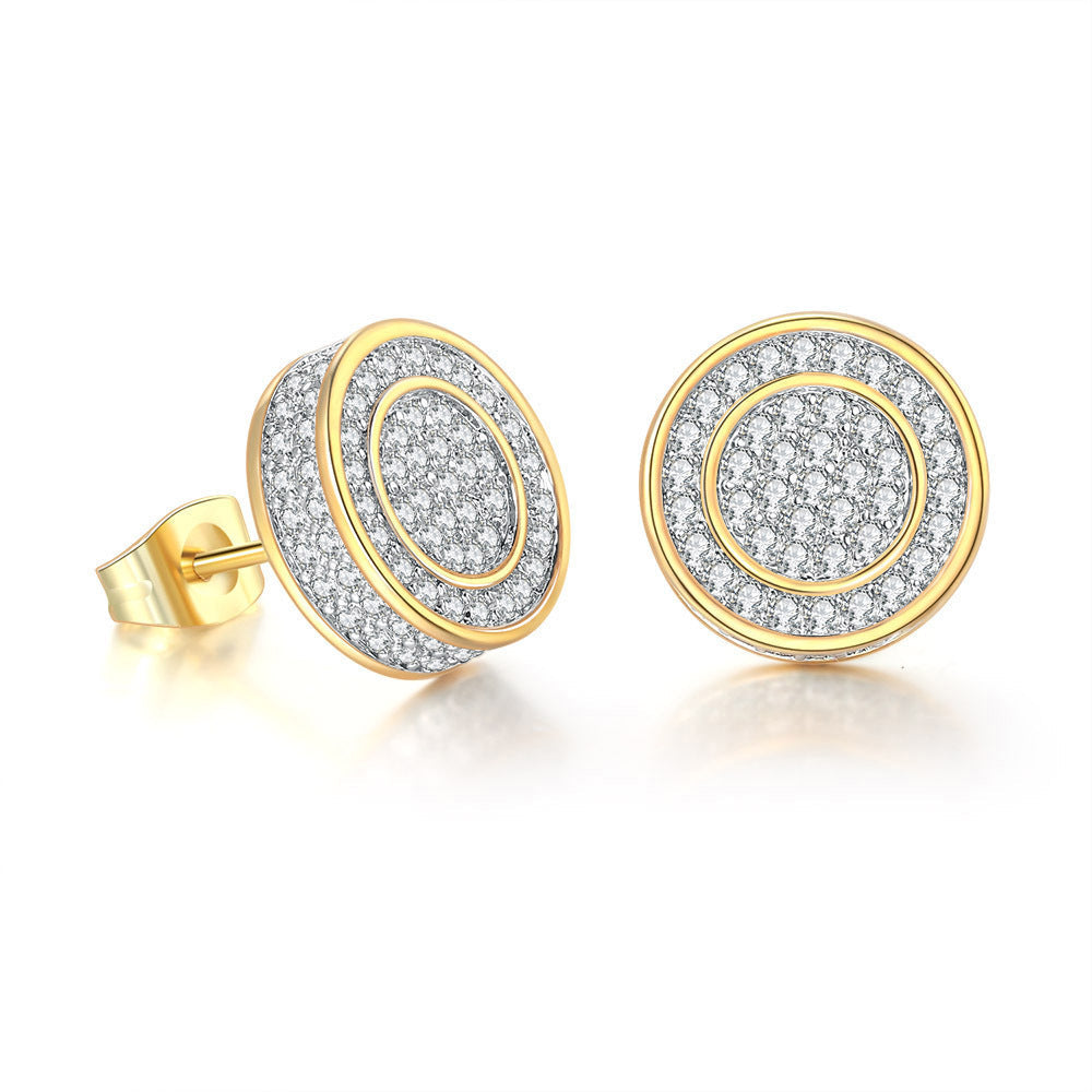 Iced Out CZ 18k Dazzling Stud Earrings, S925 Silver Post, 4 Style Options, Hip Hop Hypoallergenic 4A Cubic Zirconia Bling Studs for Men and Women