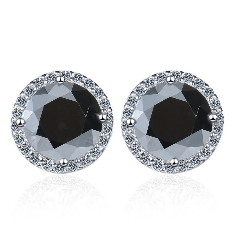 S925 Multicolor Moissanite Halo Stud Earrings, Sterling Silver 10 Color Round-Cut Certificated Moissanite Jewelry for Men & Women, Simple & Stylish Gift for Wedding, Birthday, Anniversary