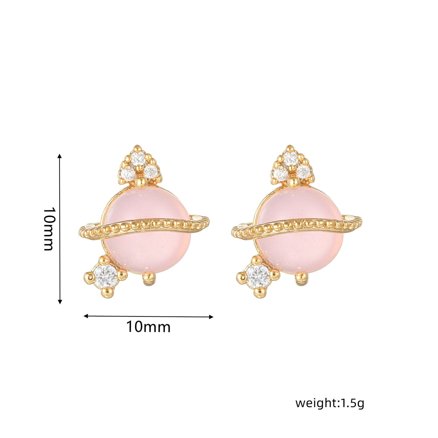 16 Pairs Pink Heart Stud Hoop Huggies Drop Earrings Set, 18K Gold Plated Stacking CZ & Pearl Designs, Planet Snowflake Moon Star