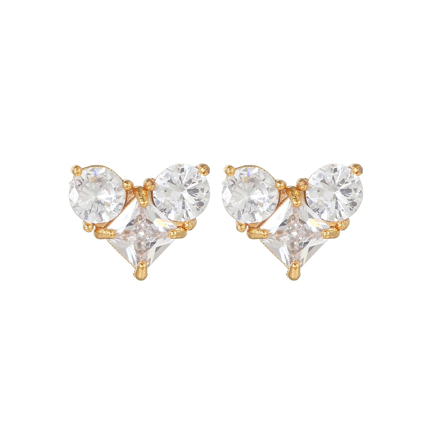 16 Pairs Pink Heart Stud Hoop Huggies Drop Earrings Set, 18K Gold Plated Stacking CZ & Pearl Designs, Planet Snowflake Moon Star