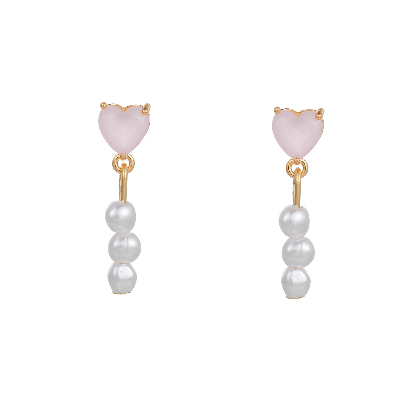 16 Pairs Pink Heart Stud Hoop Huggies Drop Earrings Set, 18K Gold Plated Stacking CZ & Pearl Designs, Planet Snowflake Moon Star