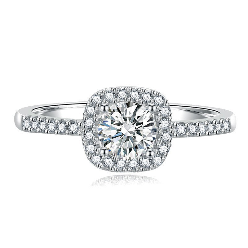S925 Multicolor Moissanite Cushion Halo Adjustable Rings with Pavé-Set Band & Square Accents, 0.5ct-2ct D-Grade VVS Certificate, 12 Vibrant Colors, Sterling Silver Jewelry