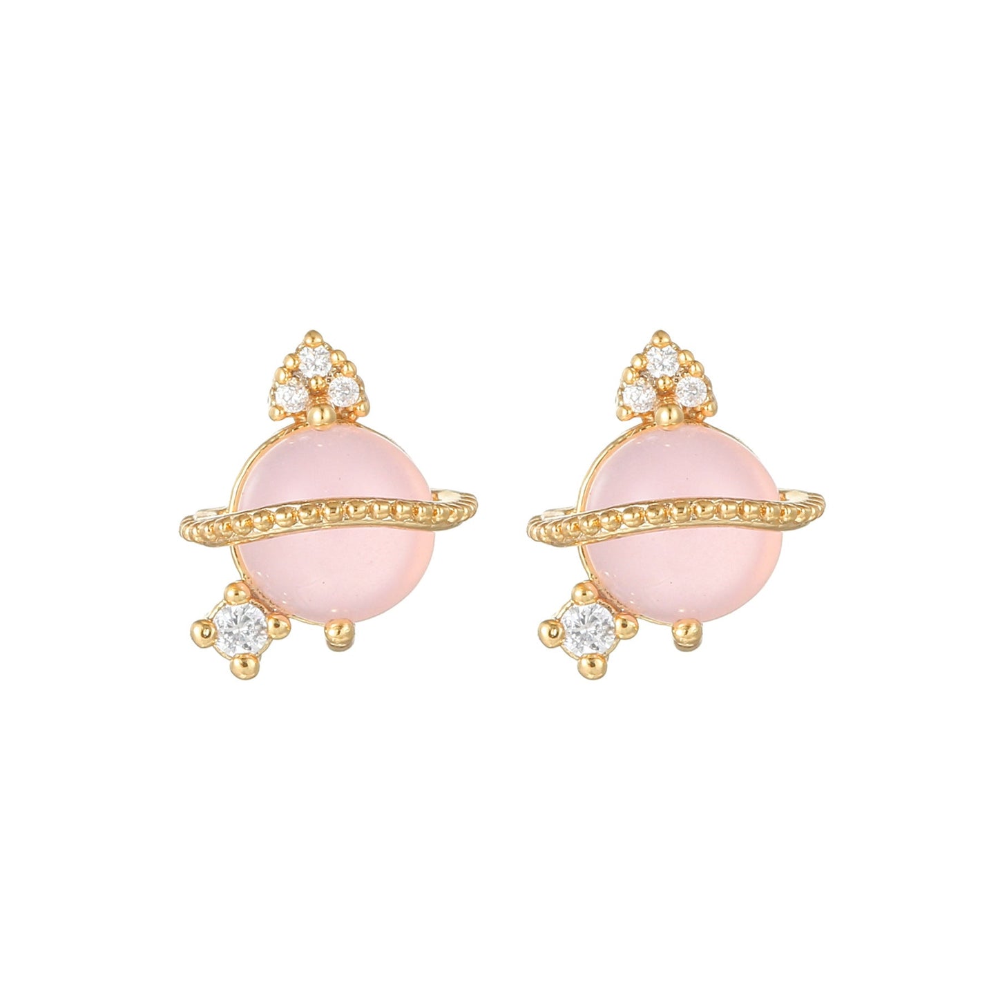 16 Pairs Pink Heart Stud Hoop Huggies Drop Earrings Set, 18K Gold Plated Stacking CZ & Pearl Designs, Planet Snowflake Moon Star