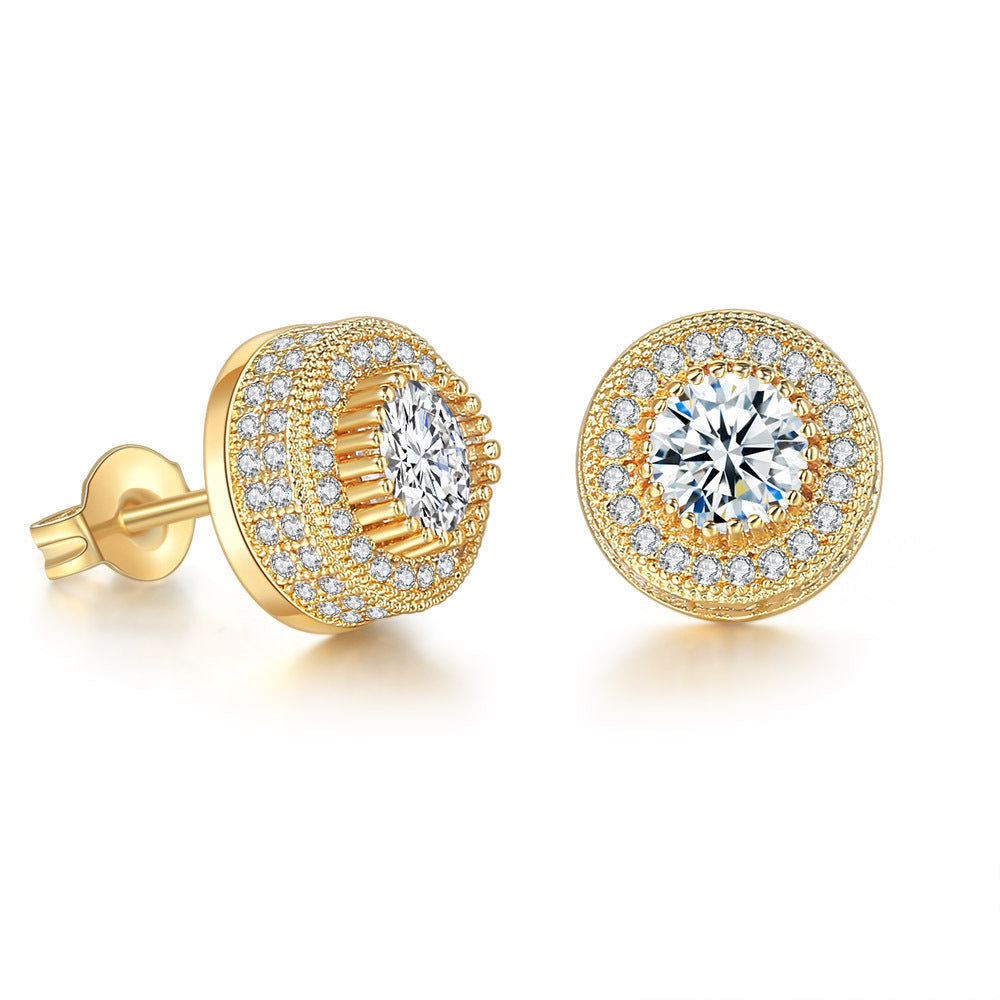 Iced Out CZ 18k Dazzling Stud Earrings, S925 Silver Post, 4 Style Options, Hip Hop Hypoallergenic 4A Cubic Zirconia Bling Studs for Men and Women