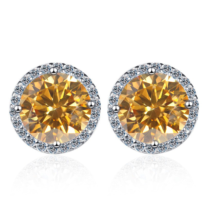 S925 Multicolor Moissanite Halo Stud Earrings, Sterling Silver 10 Color Round-Cut Certificated Moissanite Jewelry for Men & Women, Simple & Stylish Gift for Wedding, Birthday, Anniversary