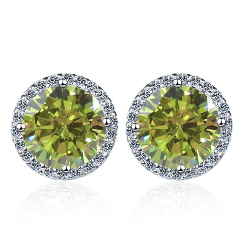 S925 Multicolor Moissanite Halo Stud Earrings, Sterling Silver 10 Color Round-Cut Certificated Moissanite Jewelry for Men & Women, Simple & Stylish Gift for Wedding, Birthday, Anniversary