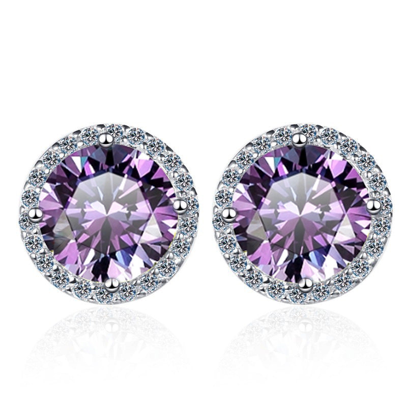 S925 Multicolor Moissanite Halo Stud Earrings, Sterling Silver 10 Color Round-Cut Certificated Moissanite Jewelry for Men & Women, Simple & Stylish Gift for Wedding, Birthday, Anniversary