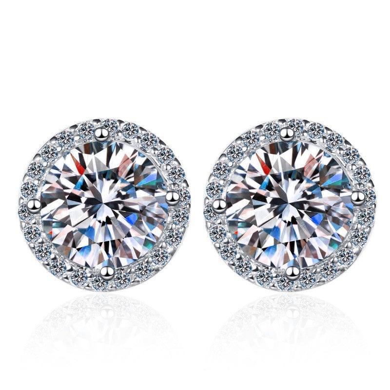 S925 Multicolor Moissanite Halo Stud Earrings, Sterling Silver 10 Color Round-Cut Certificated Moissanite Jewelry for Men & Women, Simple & Stylish Gift for Wedding, Birthday, Anniversary