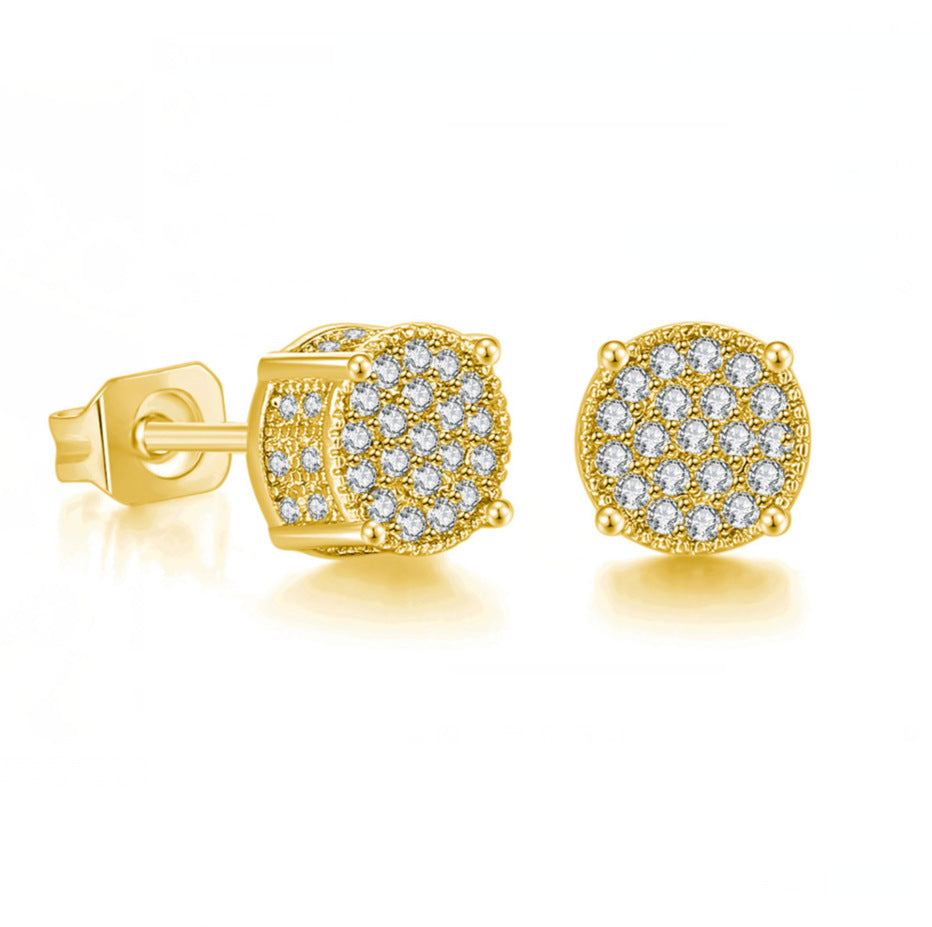 Iced Out CZ 18k Dazzling Stud Earrings, S925 Silver Post, 4 Style Options, Hip Hop Hypoallergenic 4A Cubic Zirconia Bling Studs for Men and Women