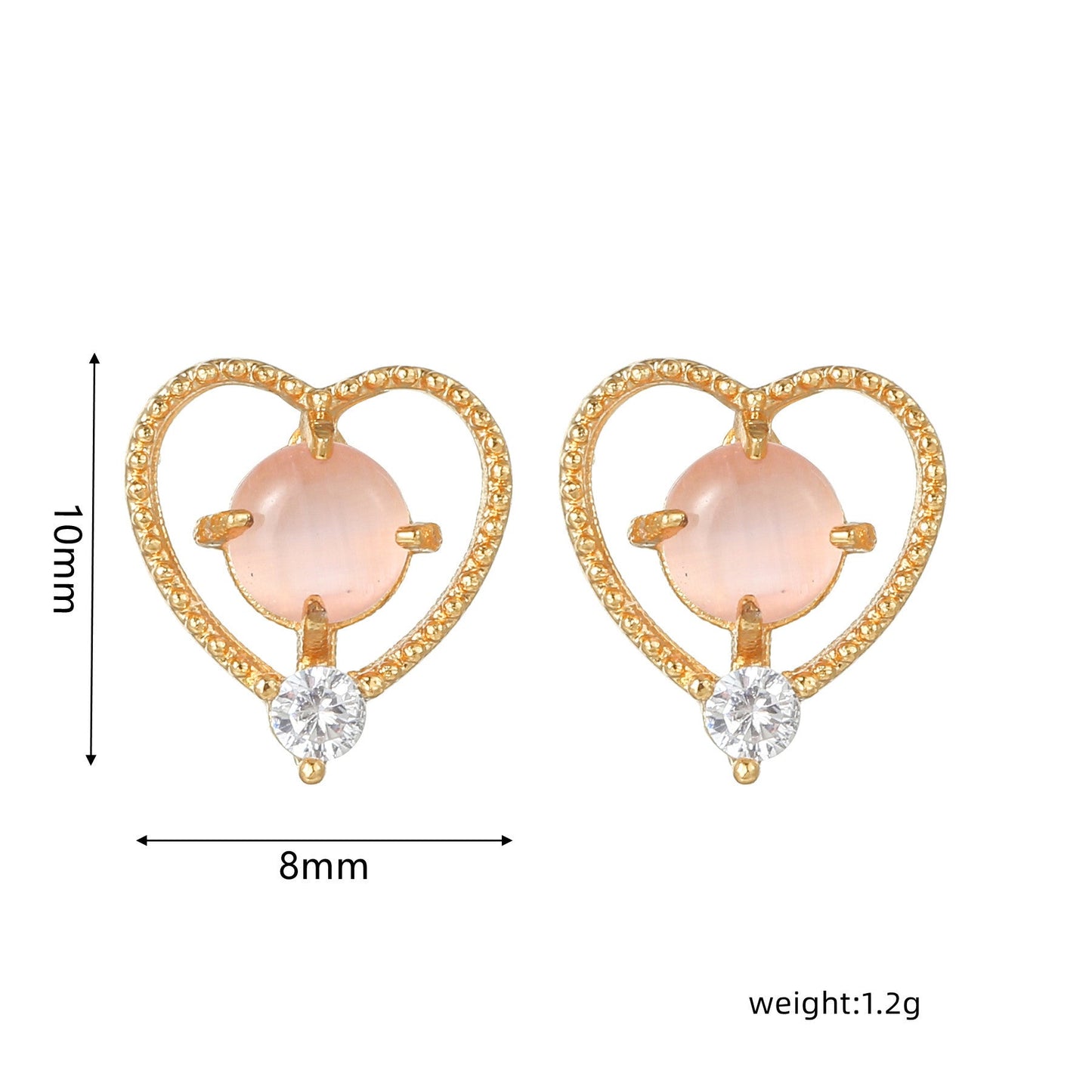 16 Pairs Pink Heart Stud Hoop Huggies Drop Earrings Set, 18K Gold Plated Stacking CZ & Pearl Designs, Planet Snowflake Moon Star