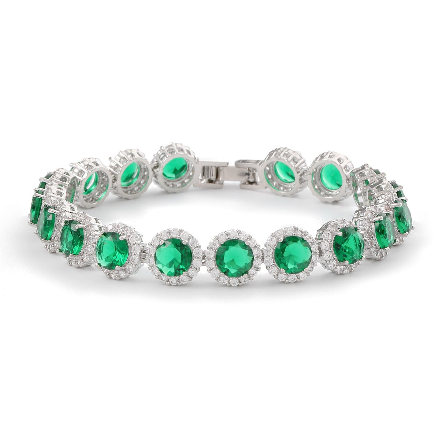 Dazzling Multicolor Cubic Zirconia Round Halo Bracelet, Colored Gem Stones, Adjustable Design, and Unique Patterns