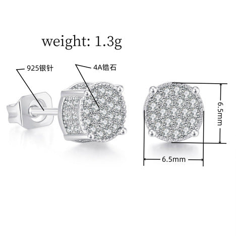 Iced Out CZ 18k Dazzling Stud Earrings, S925 Silver Post, 4 Style Options, Hip Hop Hypoallergenic 4A Cubic Zirconia Bling Studs for Men and Women
