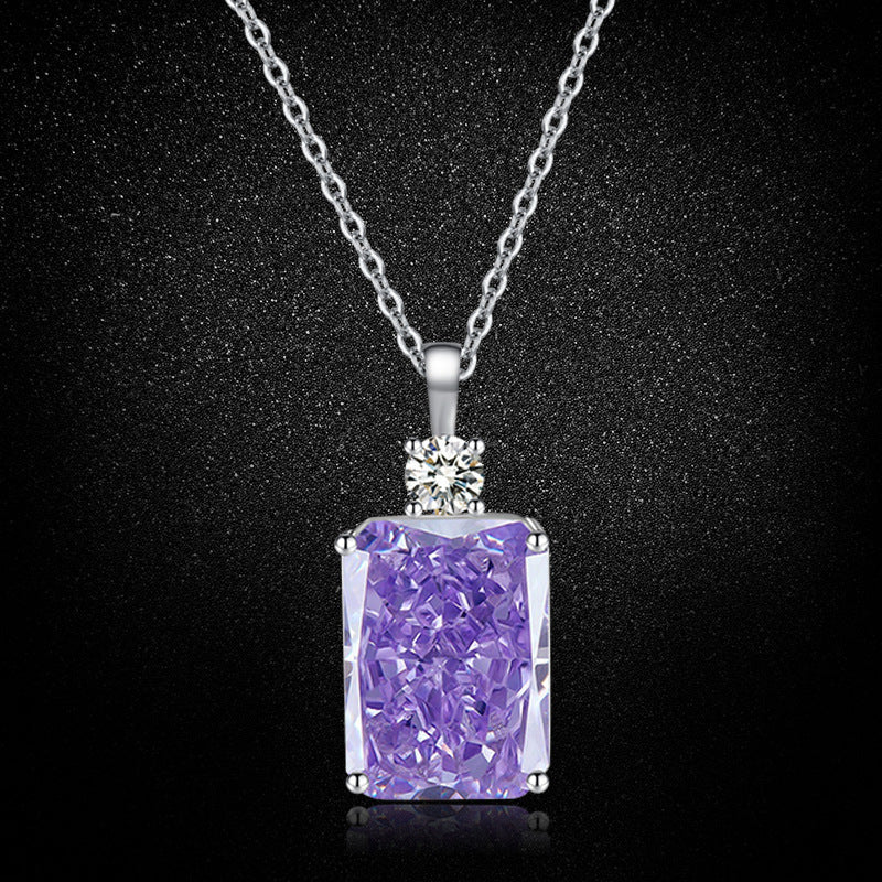 Multicolor Ice Flower Cut CZ Pendant Necklace, 10*14mm 5A Cubic Zirconia, 6 Color Options, Dainty Luxe Pendant