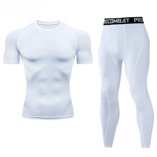 2pcs Men Compression Sportswear Suit Yoga Sets Workout Jogging Fitness Clothing Tracksuit Pants Sporting
