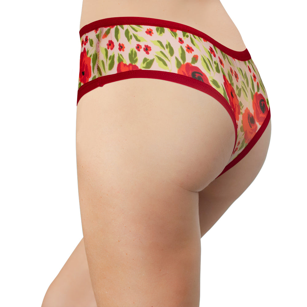 Floral All-Over Mesh Thong