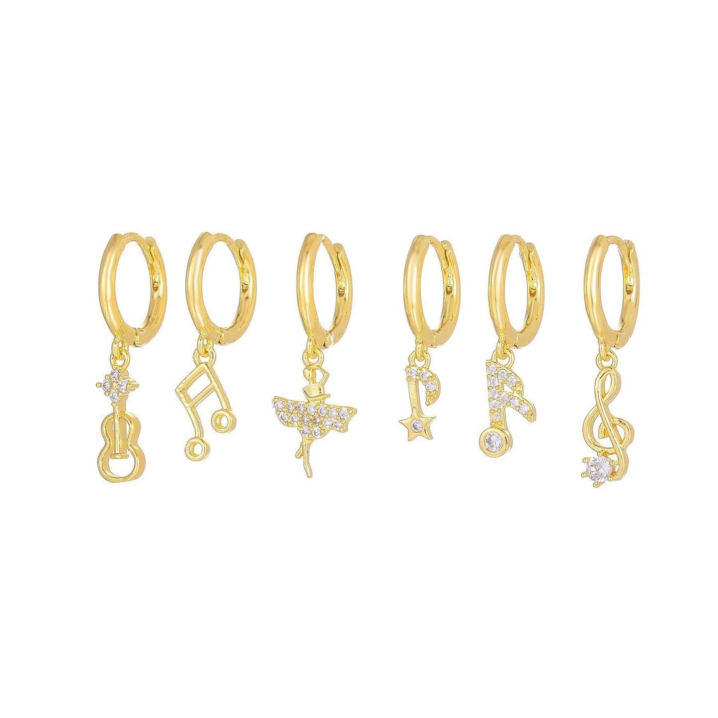Multi Sets of Chic Star&Moon Earrings, 3-6pcs, 18k Gold Plated Stud Drop Hoop Huggie Cuff Chain, S925 Needle, Stacked Lobe Designs with Dazzling Zirconia