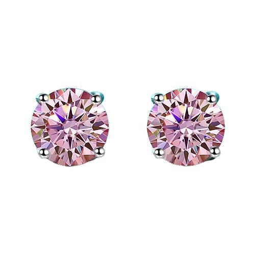 S925 Multicolor Moissanite 4-Prong Stud Earrings, 10 Color 0.5-3ct D-Grade VVS Certificate, Unisex Hypoallergenic Sterling Silver Gift