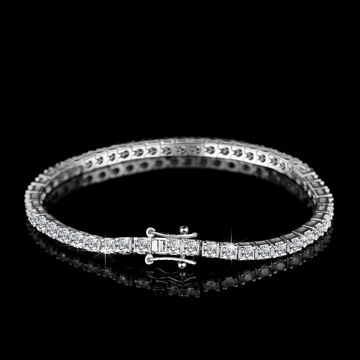 VVS1 Moissanite S925 & 14K Tennis Chain Iced Out Necklace and Bracelet, 6–26 Inch, 2–6.5mm Round Cut D-Grade Certified Moissanite, Sterling Silver White Gold Plated, Hypoallergenic Hip Hop Jewelry