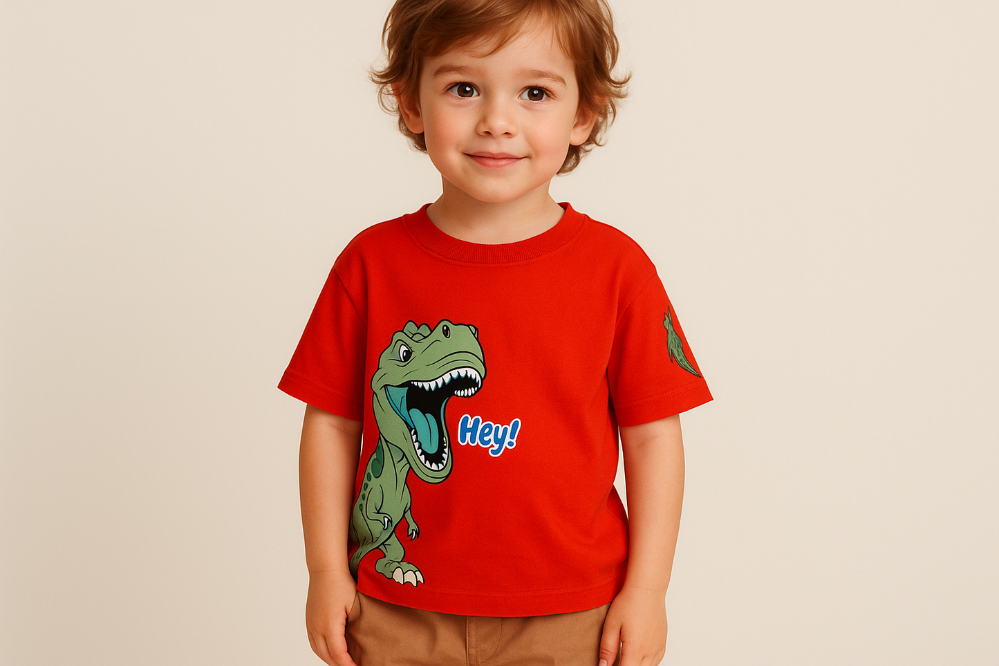 NiΓ±o con camiseta roja