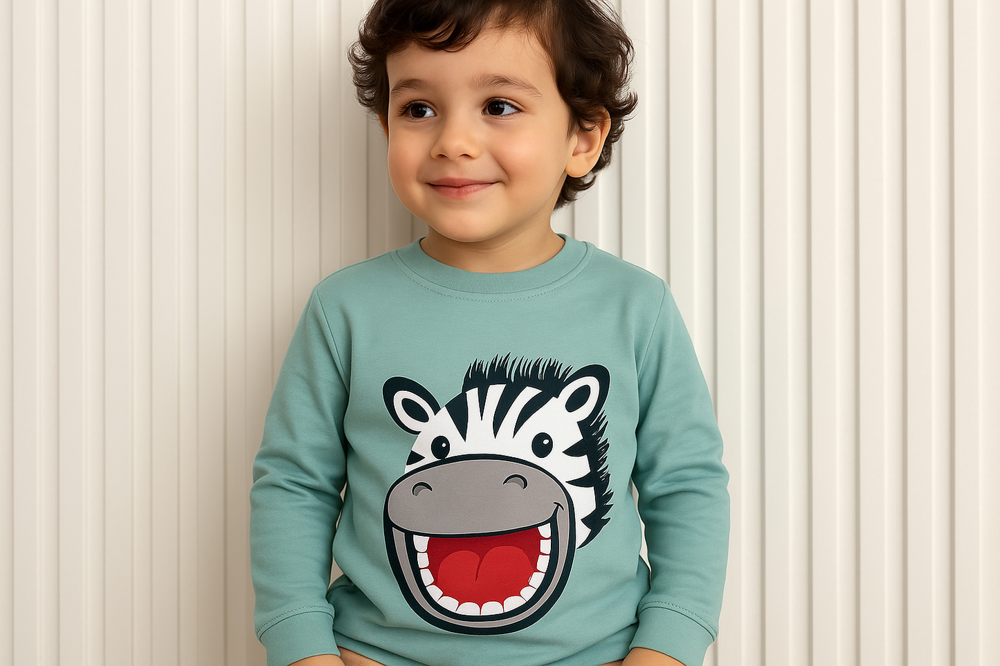 NiƱo con sudadera verde menta - Cebra
