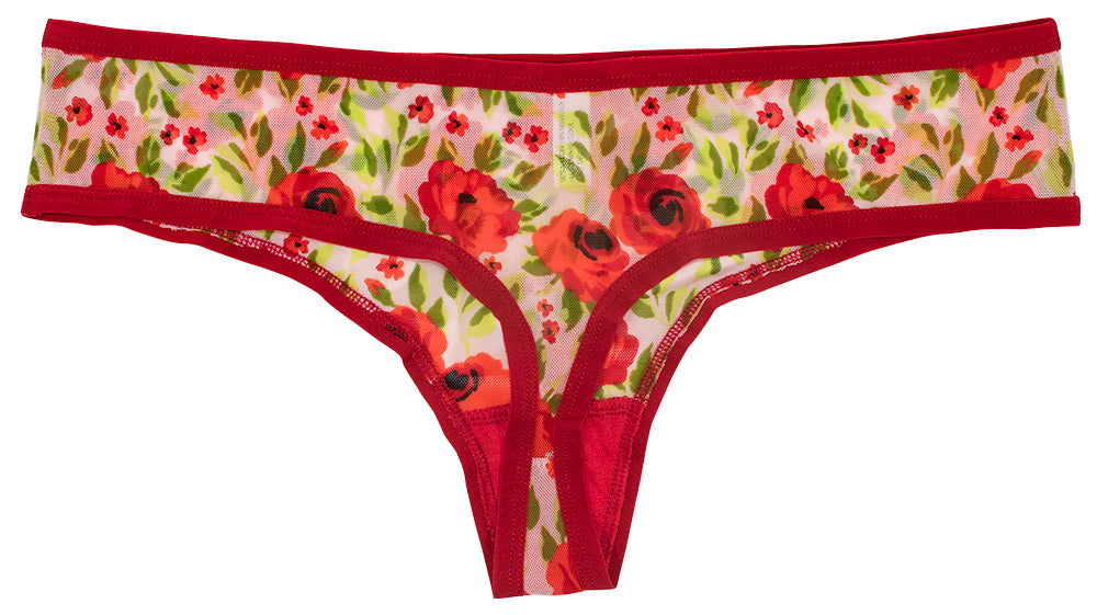 Floral All-Over Mesh Thong