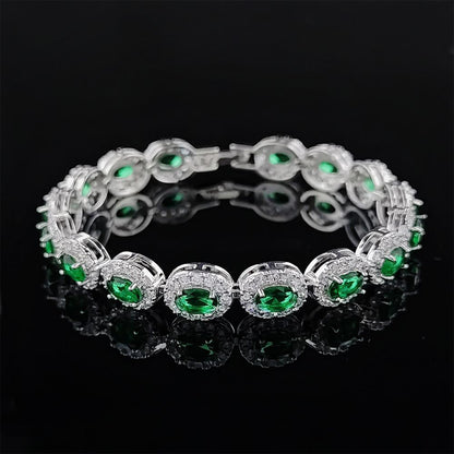 Colorful CZ Halo Tennis Bracelet, Multicolor Gemstone Bridal Jewelry, Unique Pattern Gift for Her, Cubic Zirconia Bridesmaid Bracelet
