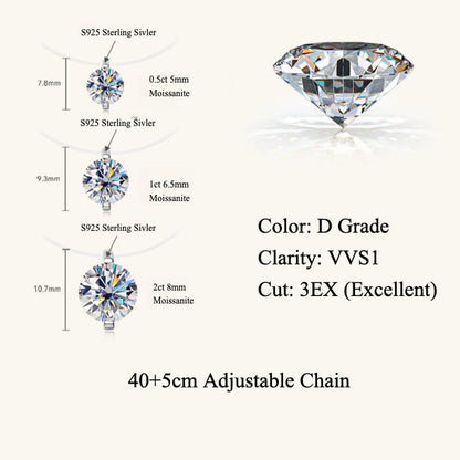 S925 Mermaid Tear Floating Moissanite Necklace, 0.5–3ct Sterling Silver Invisible Fishing Line Pendant, 40+5cm Adjustable Dainty Minimalist Choker
