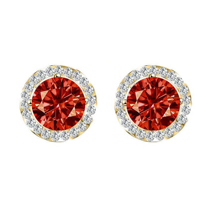 S925 Multicolor Moissanite Round Halo Stud Earrings with Threaded Needle, 8 Color Options, 0.1-3ct D-Grade VVS, Sterling Silver Jewelry for Men Women