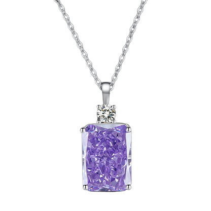 Multicolor Ice Flower Cut CZ Pendant Necklace, 10*14mm 5A Cubic Zirconia, 6 Color Options, Dainty Luxe Pendant