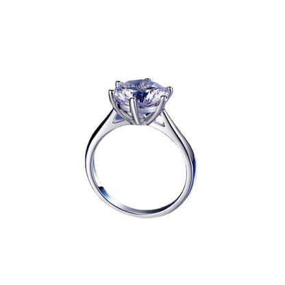 S925 Classic 6-Prong High Carbon CZ Engagement Ring, 0.5–3ct Round Cut Cubic Zirconia, Sterling Silver Daily Gift for Her Him