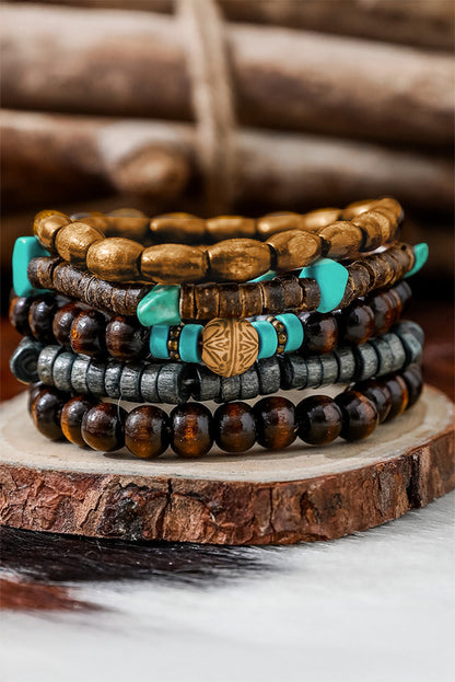 Chestnut Boho Stackable Beaded Bracelet Set