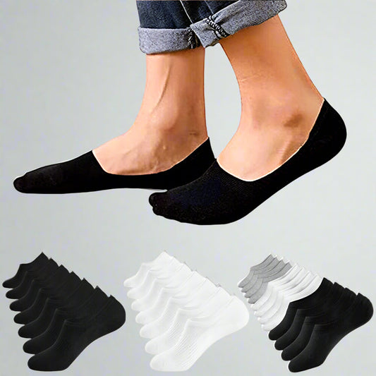 3-12 Pairs Mens No Show Invisible Nonslip Loafer Solid Boat Cotton Low Cut Socks
