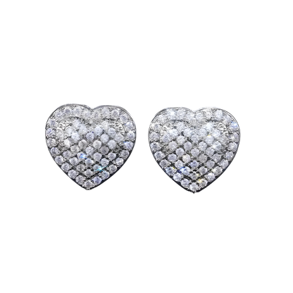 Dainty Iced Out CZ Heart Stud Earrings, Micro-Pavé Love Studs for Women Gifts