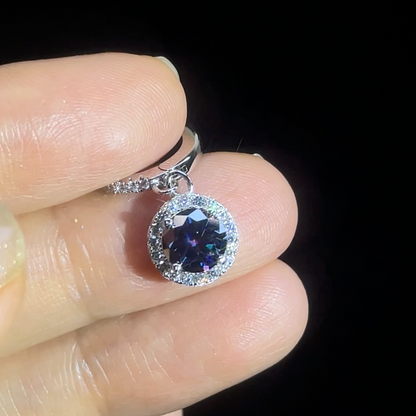 S925 Rainbow Green Moissanite/CZ Round Halo Drop Earrings, 1ct D-Grade VVS Certificate, Hypoallergenic Sterling Silver Gift