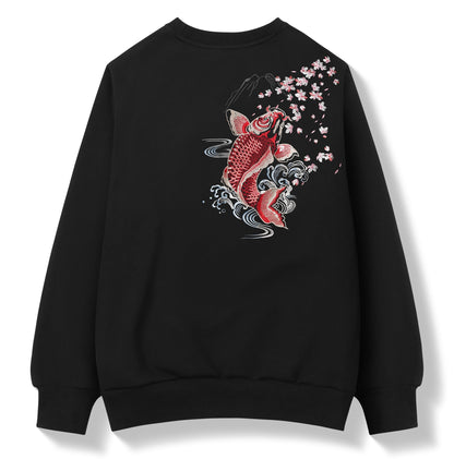 SW9197 Embroidered Red Koi Fish Sweater