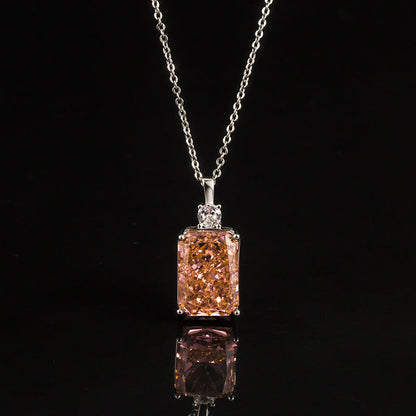 Multicolor Ice Flower Cut CZ Pendant Necklace, 10*14mm 5A Cubic Zirconia, 6 Color Options, Dainty Luxe Pendant