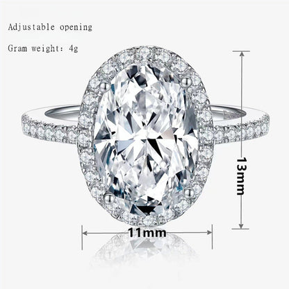 Dazzling 4 Carat Oval-Cut CZ Halo Adjustable Ring with Pave Band, Cubic Zirconia Luxury Design for Men and Women