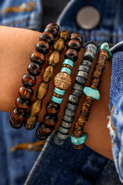 Chestnut Boho Stackable Beaded Bracelet Set