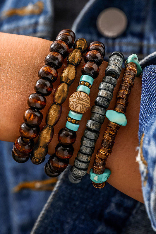Chestnut Boho Stackable Beaded Bracelet Set