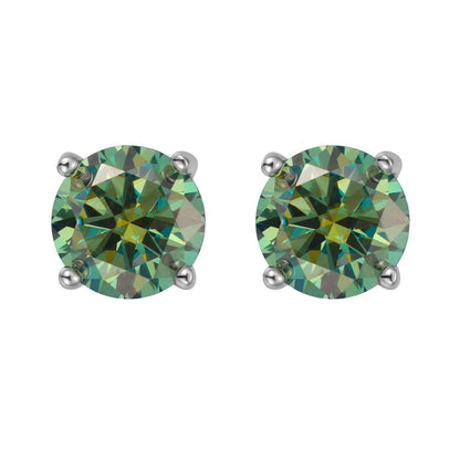 S925 Multicolor Moissanite 4-Prong Stud Earrings, 10 Color 0.5-3ct D-Grade VVS Certificate, Unisex Hypoallergenic Sterling Silver Gift